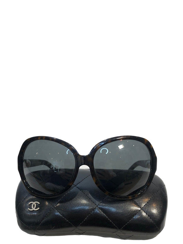 Chanel Dark Tortoise Shell Cateye Sunglasses
