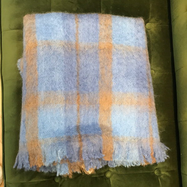 Cushendale Small Blue Brushed Mohair Throw