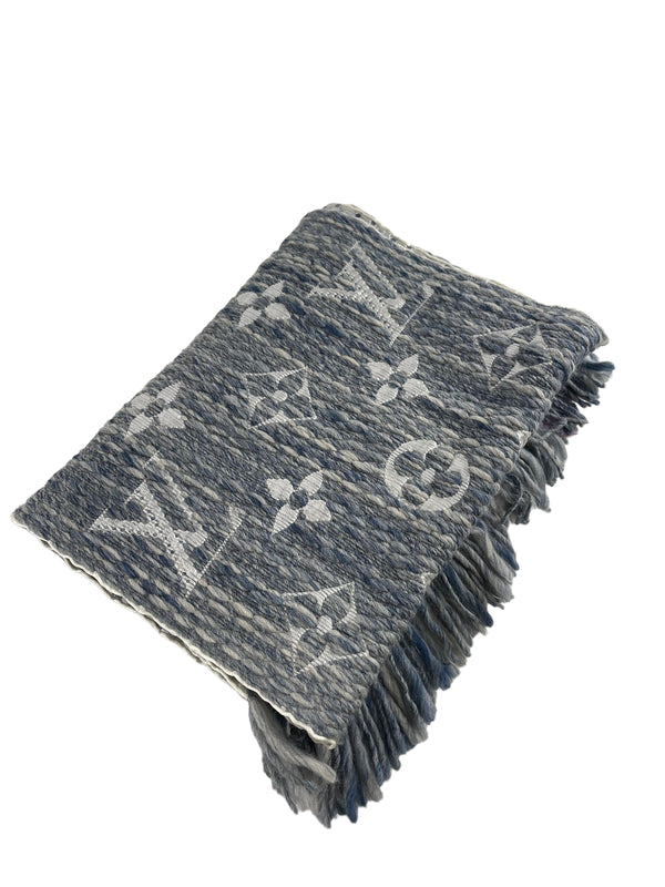 Louis Vuitton Grey Monogram Wool Silk and Acrylic Scarf