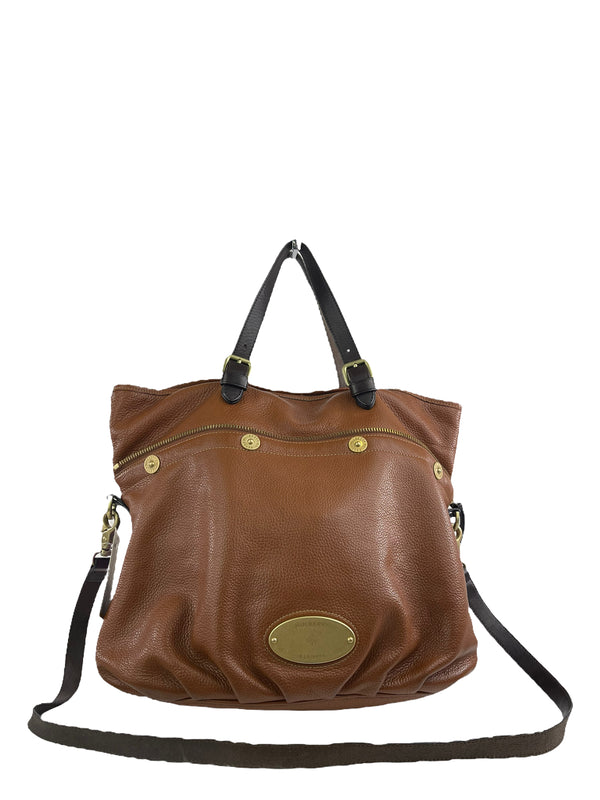 Mulberry Oak Leather "Mitzy" Crossbody Tote