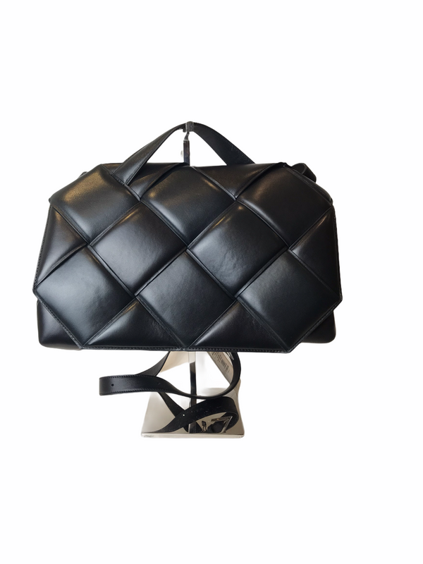 Bottega Veneta Large Black Intrecciato Quilted Leather Top Handle Shoulder Bag - As seen on Instagram