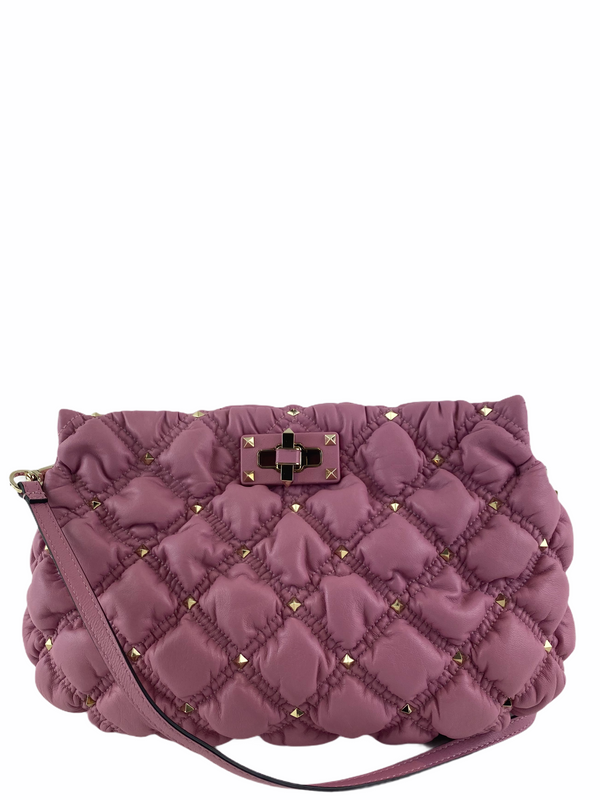 Valentino Pink Quilted Leather & RockStud Clutch