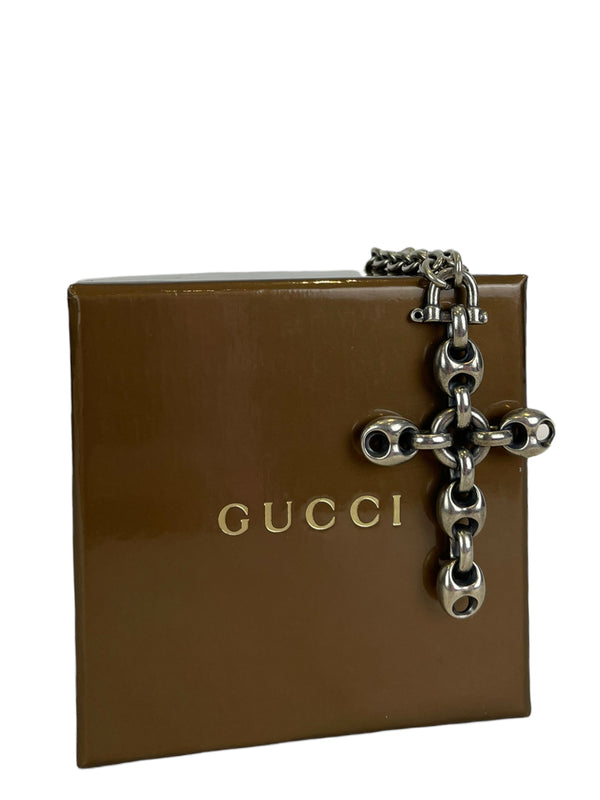 Gucci Silvertone Cross Necklace