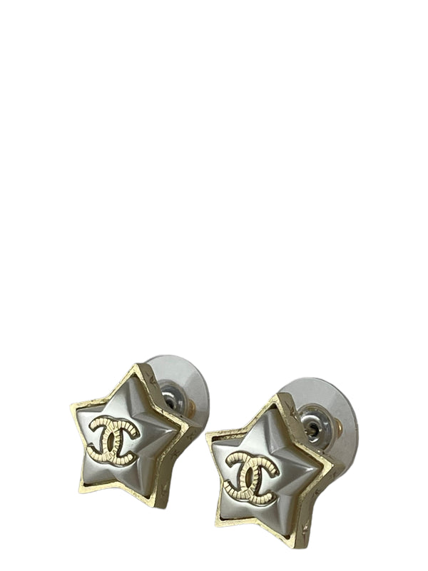 Chanel Goldtone Star/CC Earrings