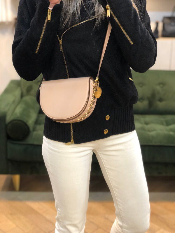 Stella McCartney Pink / Taupe Faux Leather Frayme Shoulder Bag