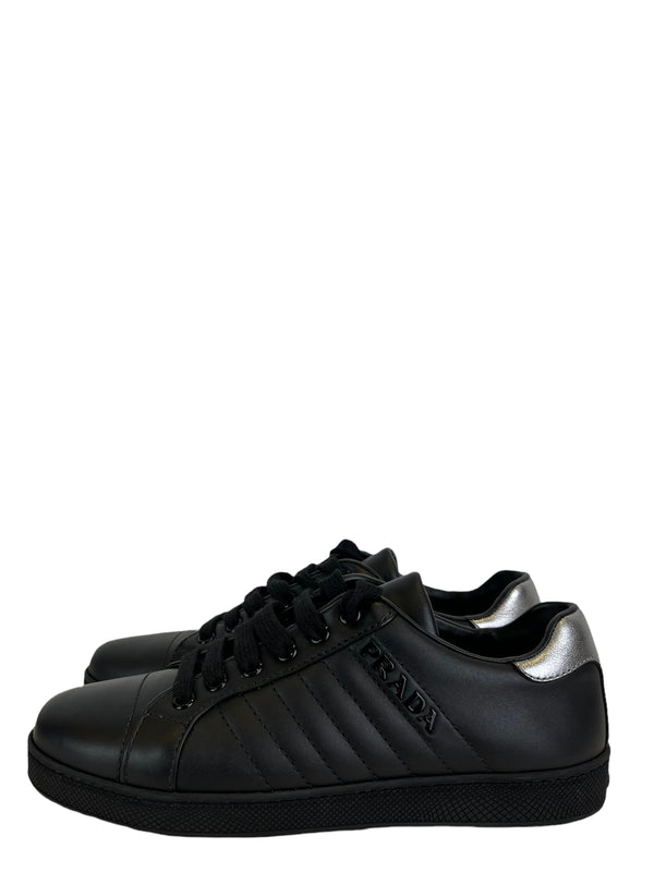 Prada Black Leather Trainers - UK 4