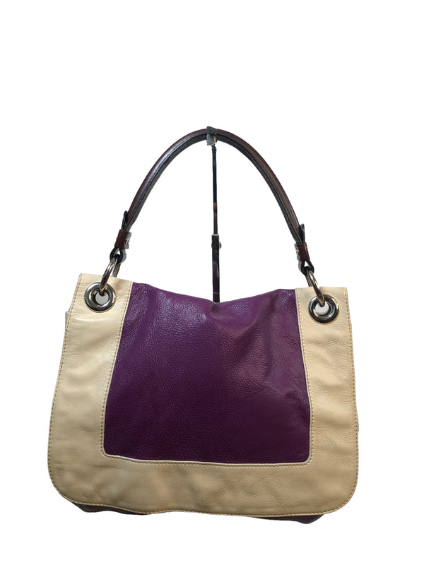 Orla Kiely Purple & Cream Leather Hobo