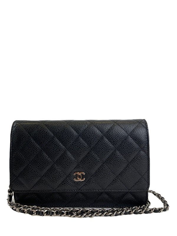 Chanel Black Caviar Leather Wallet on Chain