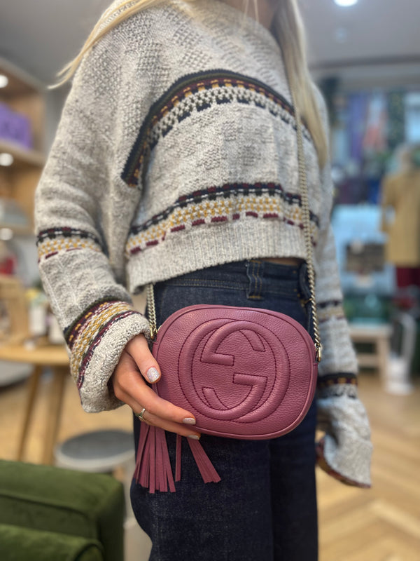 Gucci Lilac Grained Leather Soho Chain Crossbody - As Seen on Instagram