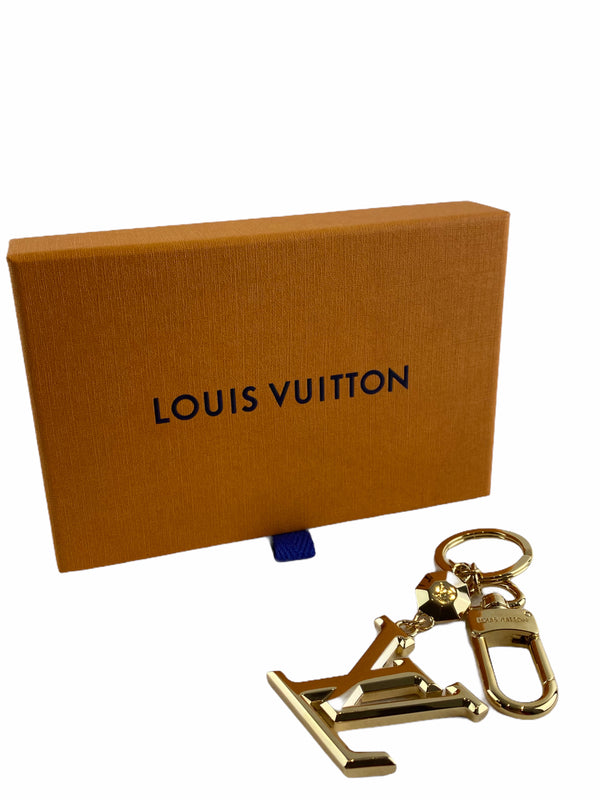 Louis Vuitton Gold Tone Logo KeyRing