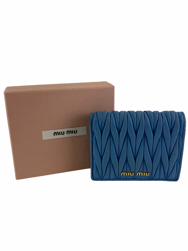 Miu Miu Blue Matelassé Leather Wallet - As seen on Instagram