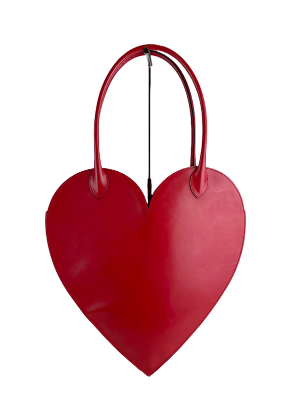 Moschino Red Leather Heart Shoulder Bag