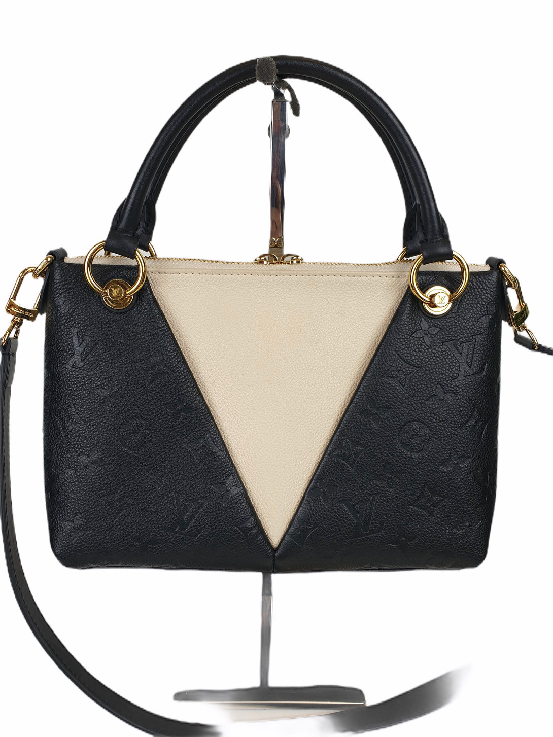 Louis Vuitton Cream and Black Leather "Sac V" BB Crossbody Tote - Siopaella Designer Exchange