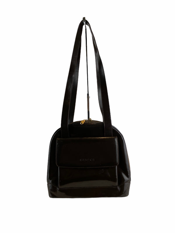 Gucci Brown Patent Leather Shoulder Bag