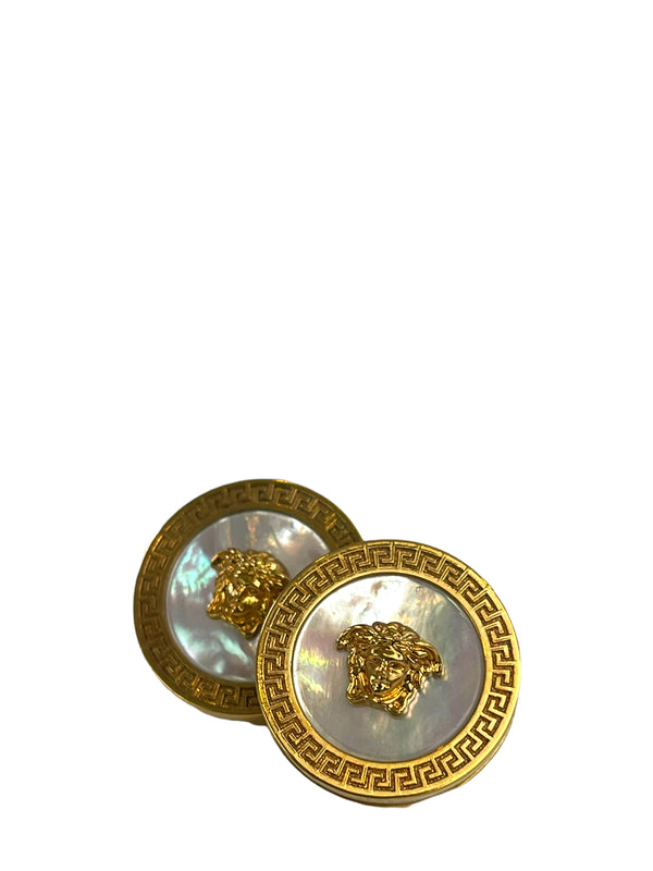 Versace Goldtone Logo Earring