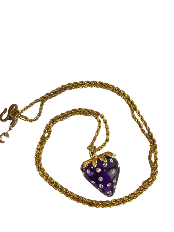 Kenneth Lane Goldtone and Purple Strawberry Necklace