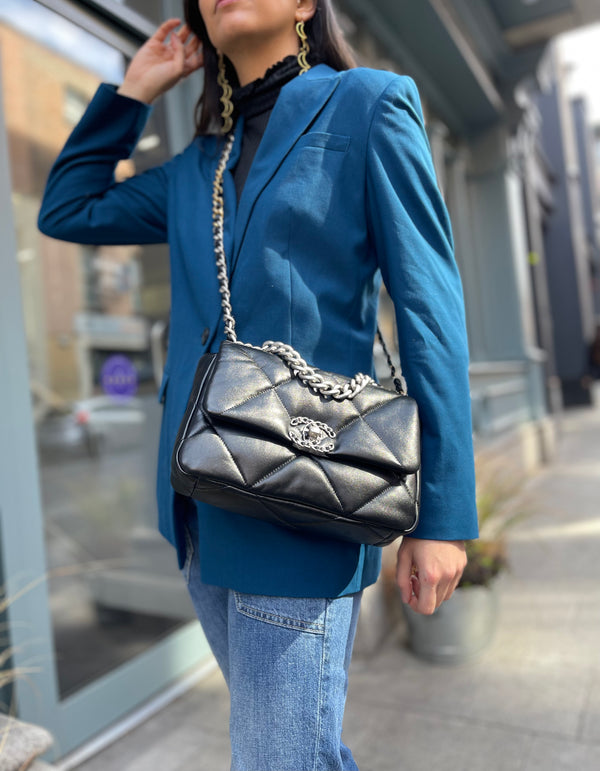 Chanel Black Lambskin Leather '19' Shoulder Bag