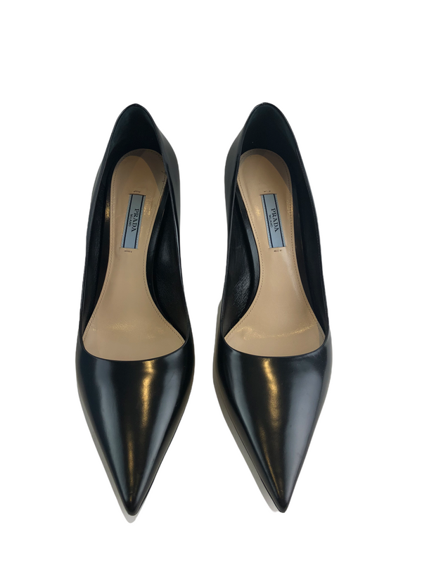 Prada Black Leather Heels - UK 6