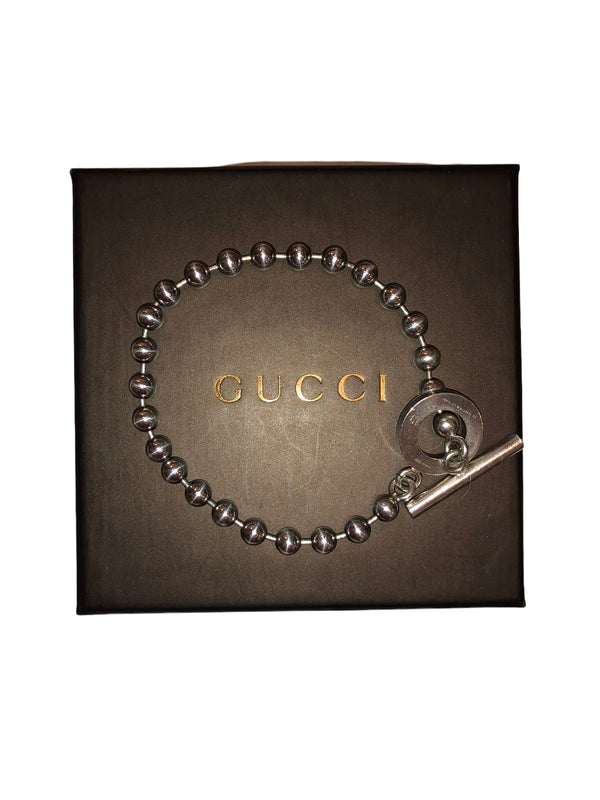 Gucci Sterling Silver Beaded Bracelet
