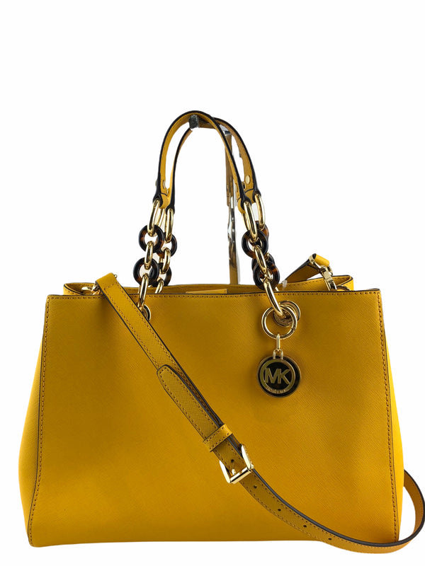 Michael Kors Yellow Leather Handbag w/ Attachable Strap