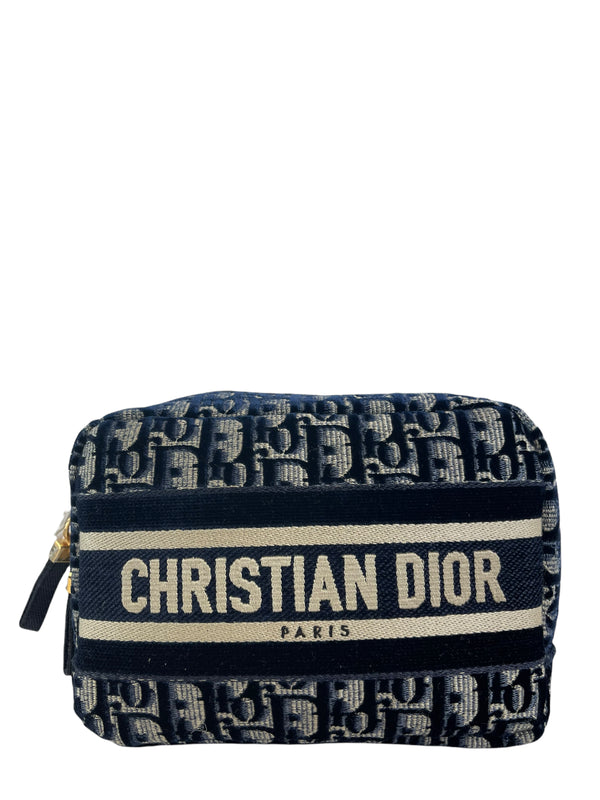 Christian Dior Blue Monogram Canvas Pouch