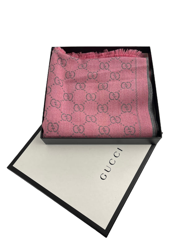 Gucci Pink & Grey Wool Large Scarf