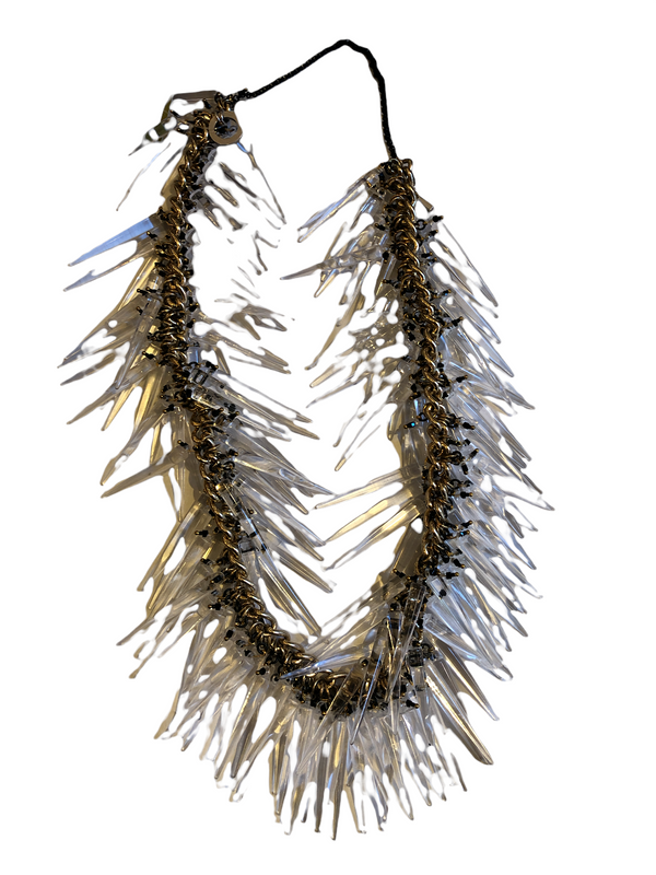 Melissa Curry Clear Resin and Gold tone Necklace