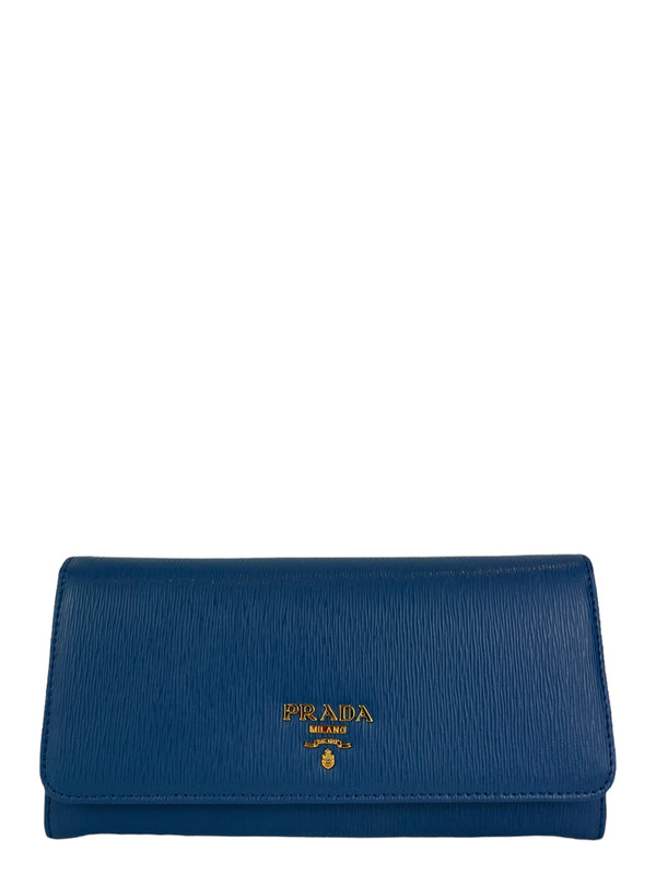 Prada Cobalt Blue Grained Leather Wallet