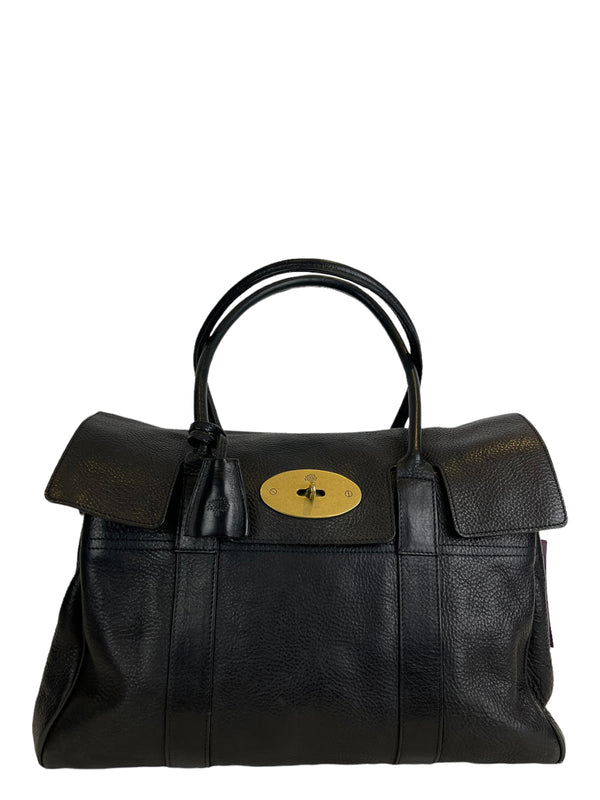 Mulberry Black Grained Leather "Bayswater" Tote